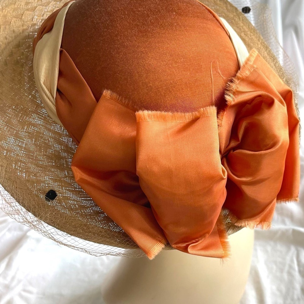 Whittall and Eric Javits Wide Brim Woven Straw With Netting Vintage 1980’s - Picture 9 of 16